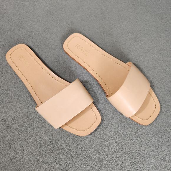 RAYE Houston Sandals in Nude Women's Size 10 Slide Slip On Beige Tan Leather - Picture 1 of 10